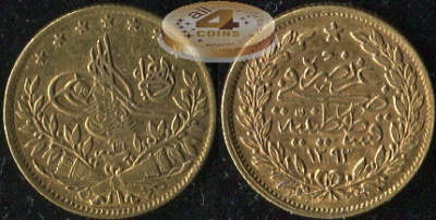 Османский султанат. 50 куруш. 1905 (VF/aXF. Золото)