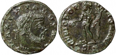 Римская Империя. Максимиан Геркулий. 1/4 фоллиса. VF/aXF биллон 305-306 Сисция