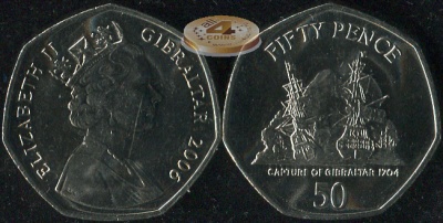 Гибралтар. 50 пенсов. 2006 (Unc)