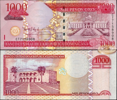 Доминиканская республика. 1000 песо оро (Unc) 2009