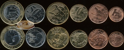 Бразилия. Набор №4 (6 монет. 1 биметалл) 2000-09