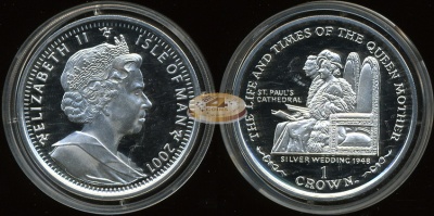 Остров Мэн. 1 крона. 2007 (Proof. Серебро)