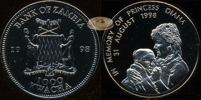 Замбия. 1000 квача. 1998 (Prooflike)
