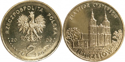 Польша. Монета 2 злотых. 2009 (KM.Y#710. Unc) Енджеювский цистерцианский монастырь