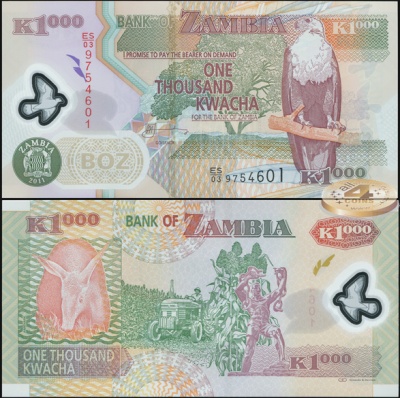 Замбия. 1000 квача (Unc. Пластик) 2011