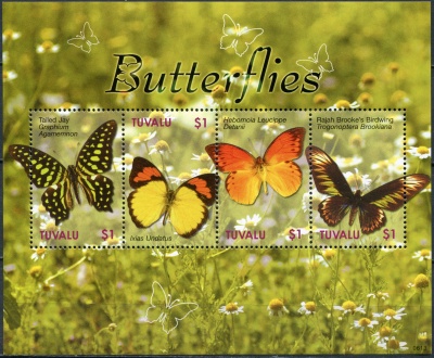 Тувалу. 2006. Бабочки (Малый лист. MNH OG)