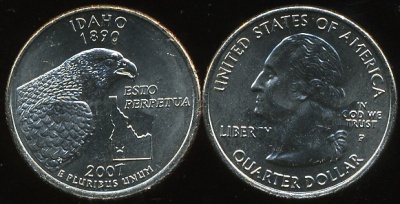 США. Квотер (25 центов). 2007.P (Unc) Айдахо