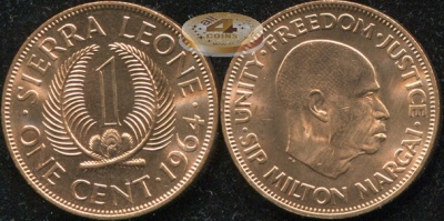 Сьерра Леоне. 1 цент. 1964 (Unc)