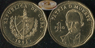 Куба. 1 песо. 1992 (Unc)