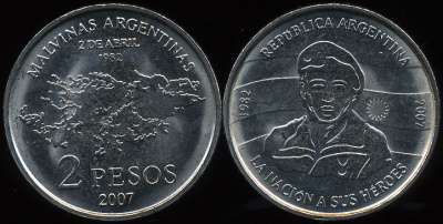 Аргентина. 2 песо. 2007 (Unc)