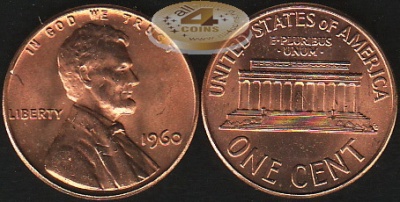 США. 1 цент. 1960 (Unc)