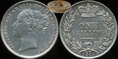 Великобритания. 1 шиллинг. 1883 (XF. Серебро)