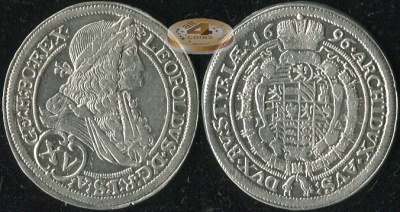 Австрия. 15 крейцеров. 1696 (aXF. Серебро)