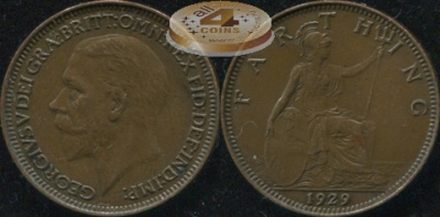 Великобритания. 1 фартинг. 1929. (Unc)