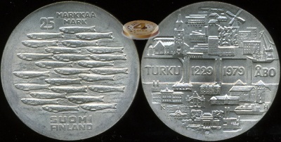 Финляндия. 25 марок. 1979 (Unc. Серебро)