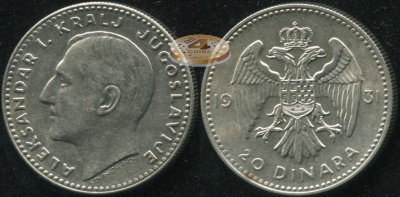Югославия (Королевство). 20 динар. 1931 (XF+/Unc. Серебро)