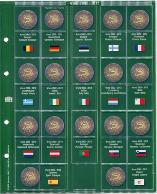 Лист ARTline/Premium для монет 2-евро 2012 года [1 шт] Оптима (SAFE)