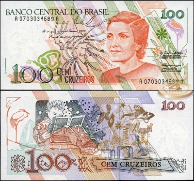 Бразилия. 100 крузейро (Unc) 1990