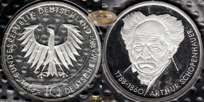 Германия (ФРГ). 10 марок. 1988 D (Proof. Серебро)