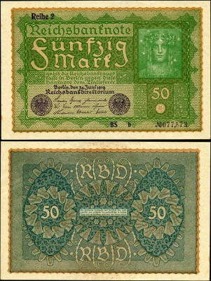 Германия (Веймарская респ.). 50 марок (Unc) 1919