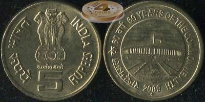 Индия. 5 рупий. 2009 (Unc)