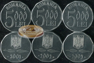 Румыния. Набор №4 (3 монеты) 2001-03