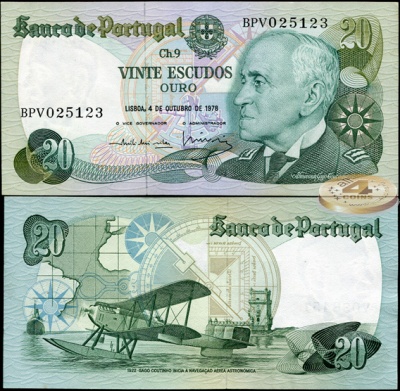 Португалия. 20 эскудо (Unc) 1978