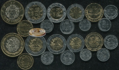 Мексика. Набор №14 (11 монет. 4 биметалла) 2001-11