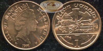Остров Мэн. 1 пенни. 1991 (Unc)