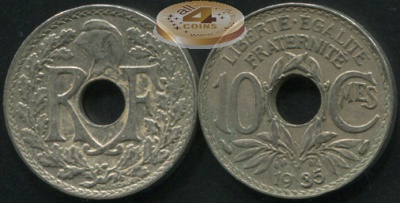 Франция. 10 сантимов. 1935 (XF)