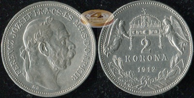 Австро-Венгрия (Венгрия). 2 короны. 1912 (XF/XF+. Серебро)