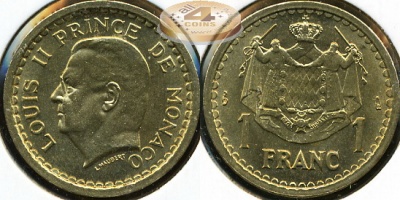 Монако. 1 франк. 1945 (Unc)