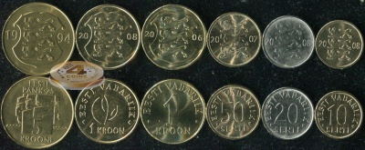 Эстония. Набор №3 (6 монет) 1994-2008