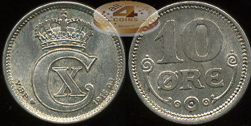 Дания. 10 эре. 1918 (XF)