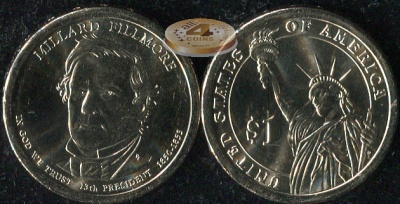 США. 1 доллар. 2010.P (Unc) Миллард Филлмор