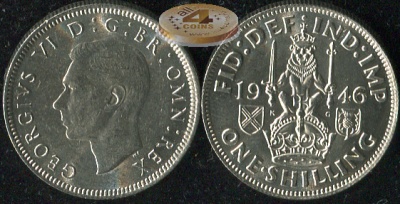 Великобритания. 1 шиллинг. 1946 (Unc. Серебро)