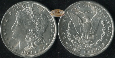США. 1 доллар. 1884.O (aUnc. Серебро)