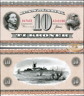 Дания. 10 крон (Unc) 1974