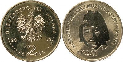 Польша. Монета 2 злотых. 2009 (KM#Y.684. Unc) Чеслав Немен