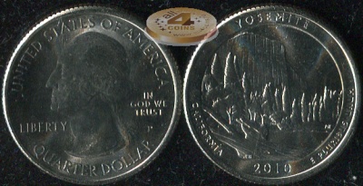 США. Монета 25 центов [Квотер]. 2010.P (KM#471. Unc) Yosemite [California]