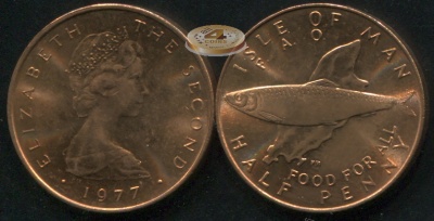 Остров Мэн. Монета 1/2 пенни. 1977 (KM#40. Unc) F.A.O. “PM” с обеих сторон
