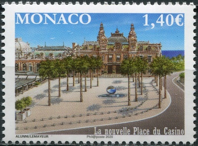 Монако. 2020. Торжественное открытие нового казино Place du Casino (Почтовая марка. MNH OG)