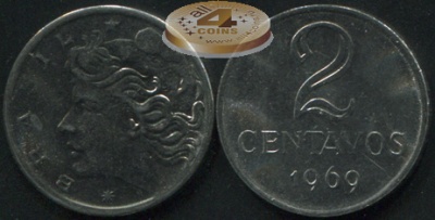 Бразилия. 2 центаво. 1969 (Unc)