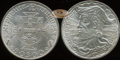 Португалия. 50 эскудо. 1969 (Unc. Серебро)