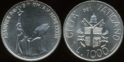 Ватикан. 1000 лир. 1983 (Unc. Серебро)