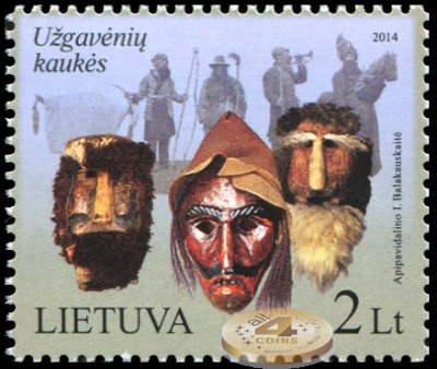 Литва. 2014. Маски для Марди Гра (Почтовая марка. MNH OG)