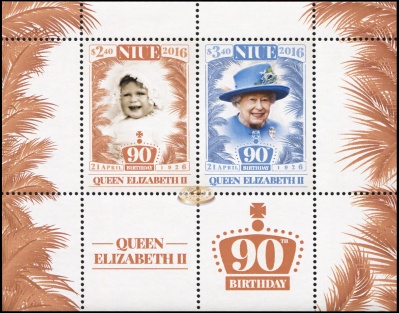 Ниуэ. 2016. 90 лет со дня рождения королевы Елизаветы II (Малый лист. MNH OG)
