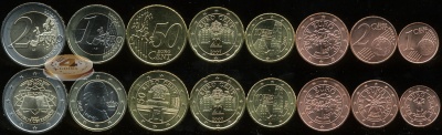 Австрия. Набор евро (8 монет. 2 биметалла) 2007