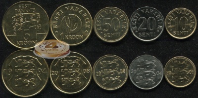 Эстония. Набор №4 (5 монет) 1994-2008