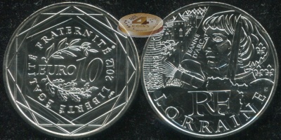 Франция. 10 евро. 2012 (Unc. Серебро)